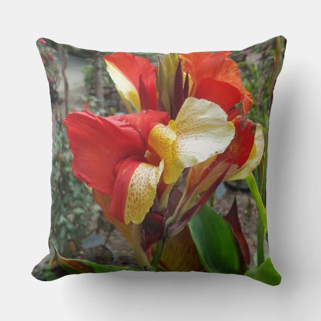 Nature Red Flower Floral Photography Cushion (Front)