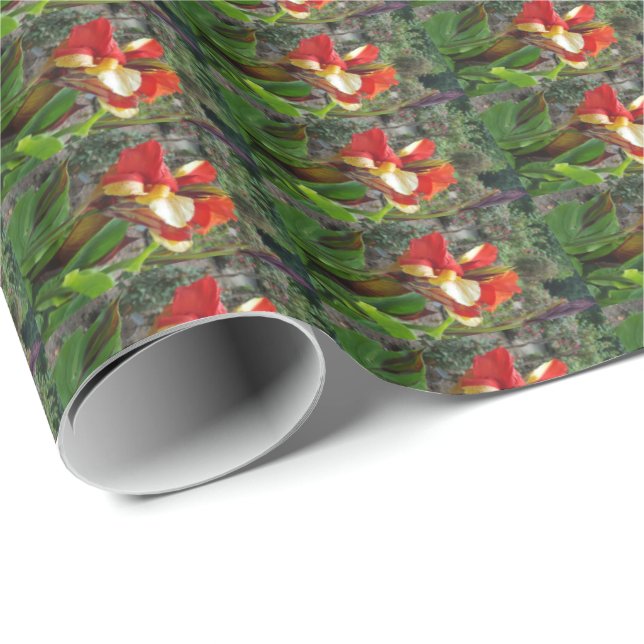 Nature Red Flower Floral Photography Wrapping Paper (Roll Corner)