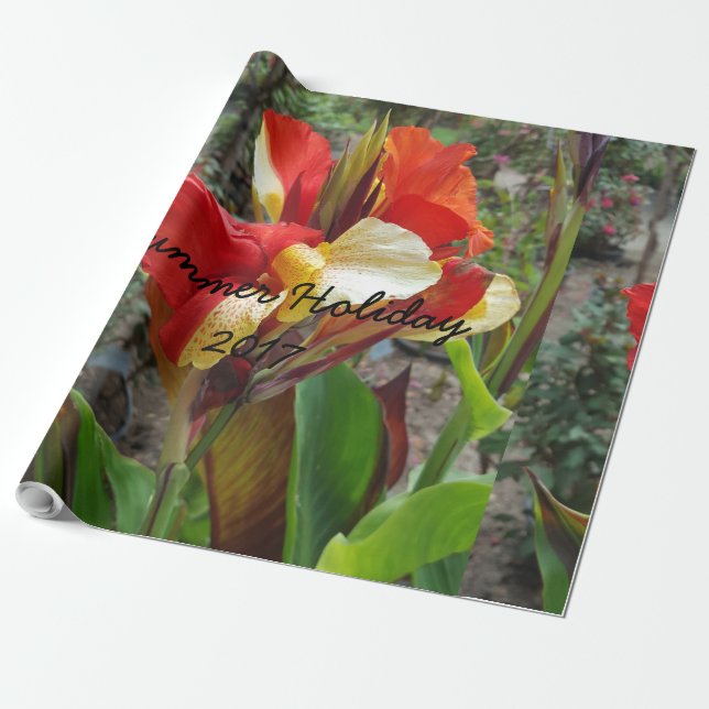 Nature Red Flower Floral Photography Wrapping Paper (Unrolled)