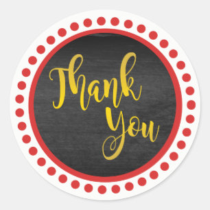 Nature Red Gold Thank You Classic Round Sticker