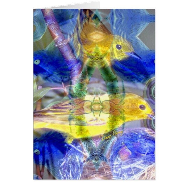 Nature Reflections I - Gold & Blue Birds (Front)