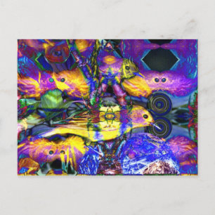 Nature Reflections II - Violet & Gold Birds Postcard