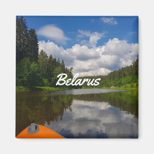 Nature River Canal Forest Landscape Belarus Magnet