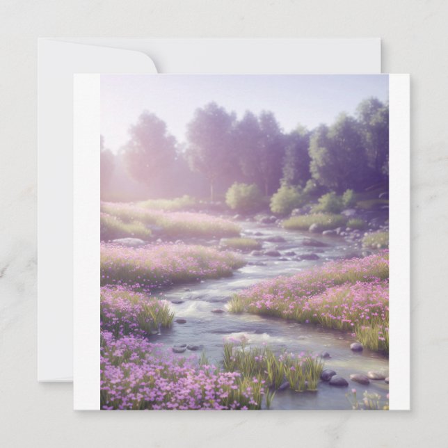 Nature river scenery art puzzle thank you card (Front)