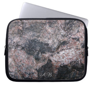 Nature Rock Pinkish Texture with Initials Laptop Sleeve