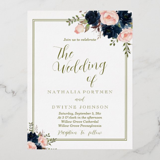 Nature Rose Wedding Invitation (Front)
