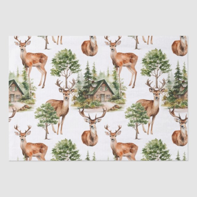 Nature Rustic Deer Wildlife Holiday Christmas Tissue Paper (Front)