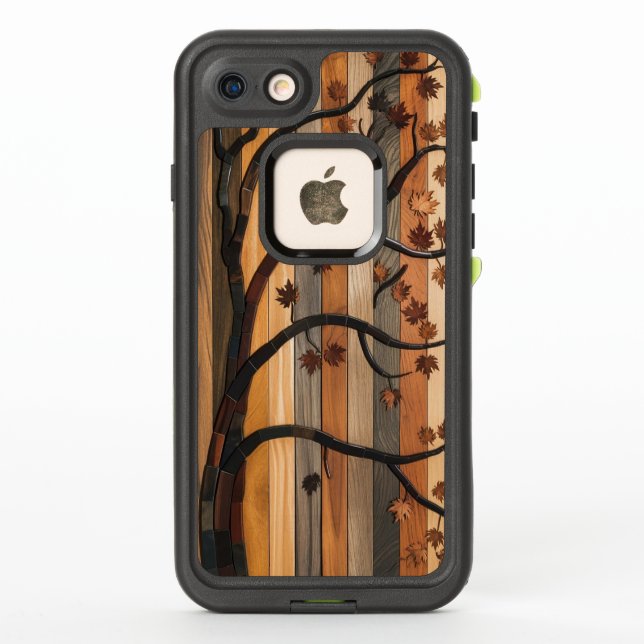  Nature’s Art: Wooden Plank Tree Mosaic Phone Case (Back)
