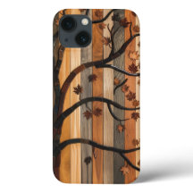 Nature’s Art: Wooden Plank Tree Mosaic Phone Case