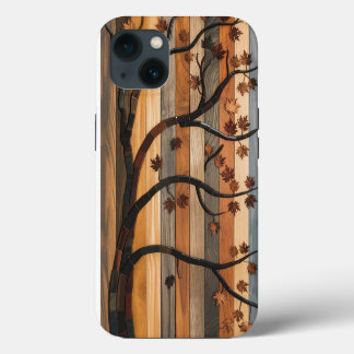 Nature’s Art: Wooden Plank Tree Mosaic Phone Case
