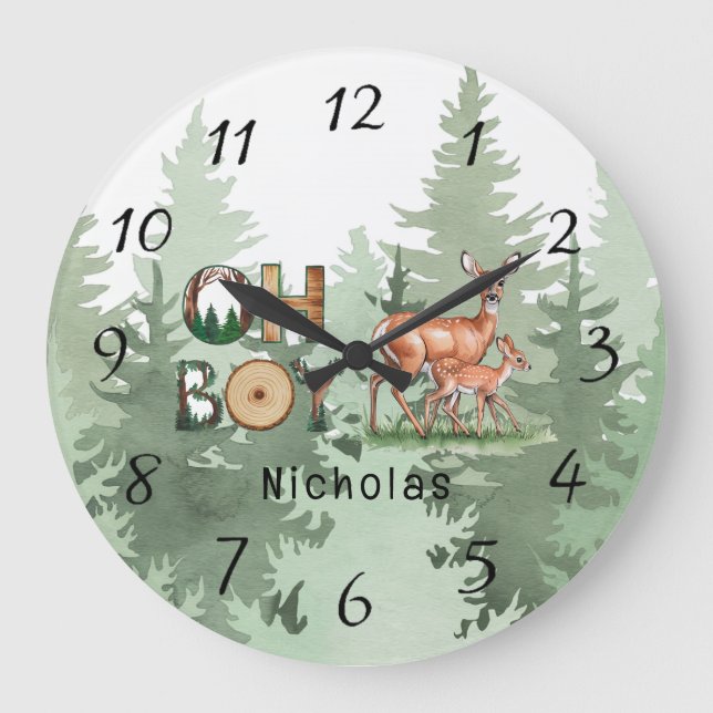 Nature’s Expression: Oh Boy Baby Shower Gift Large Clock (Front)