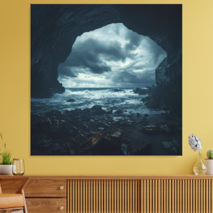 Nature’s Fury Framed in Stone Canvas Print