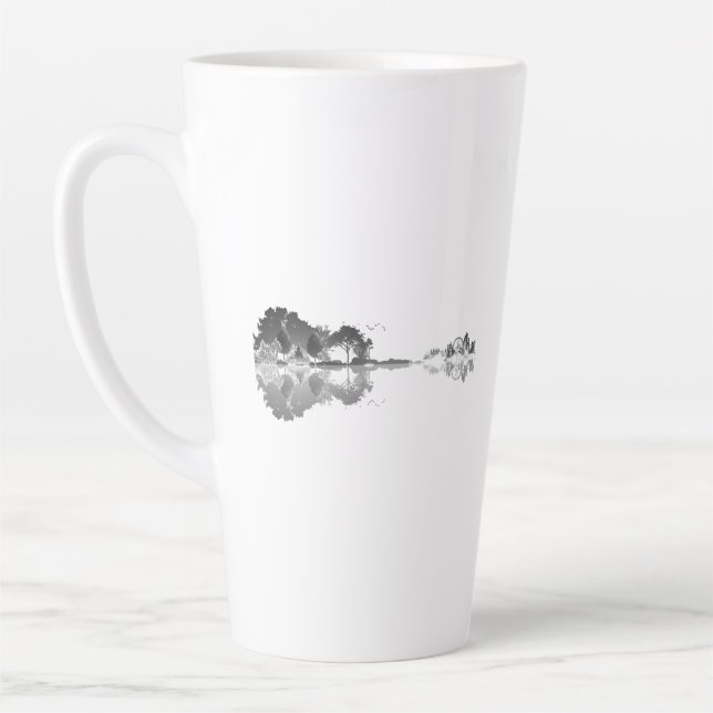 Nature’s Song: Forest Landscape Guitar Art Latte Mug (Left)