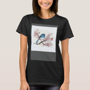 Nature s Symphony in Bloom Perched Blue Bird T-Shirt