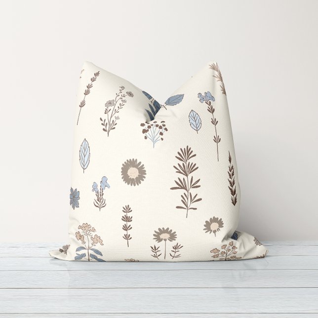 Nature’s Touch Blue Brown Throw Pillow (Creator Uploaded)
