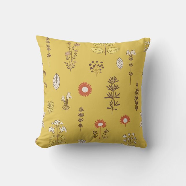 Nature’s Touch Yellow Mustard Throw Pillow (Front)
