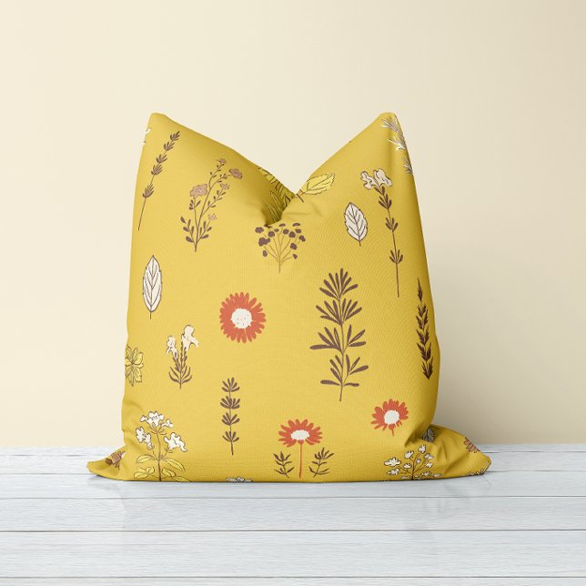 Nature’s Touch Yellow Mustard Throw Pillow (Creator Uploaded)