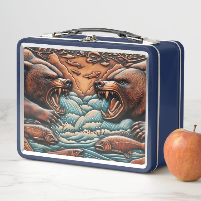 Nature’s Warrior: Bear Against Rushing Rapids Metal Lunch Box (In Situ)