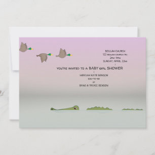 Nature Scene (ducks, gator, turtle) Baby Shower Invitation
