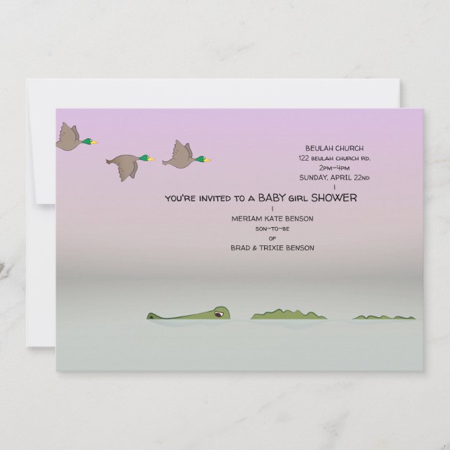 Nature Scene (ducks, gator, turtle) Baby Shower Invitation (Front)