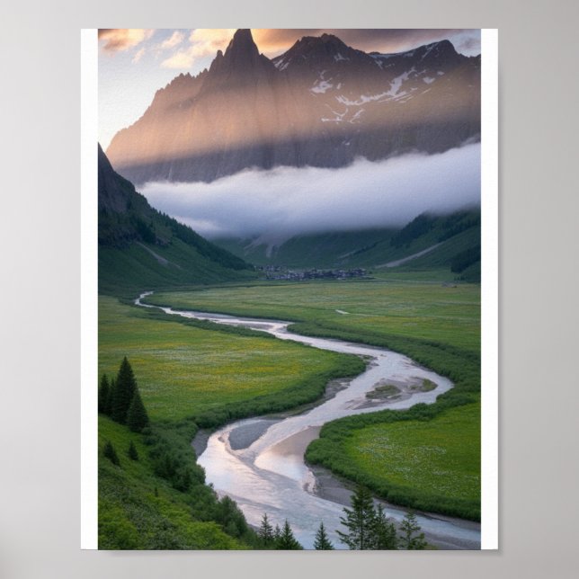 Nature Scene Poster Wall Art | Mountain Forest  (Front)