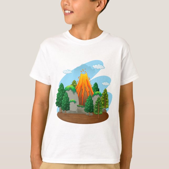 Nature scene with volcano eruption T-Shirt (Front)