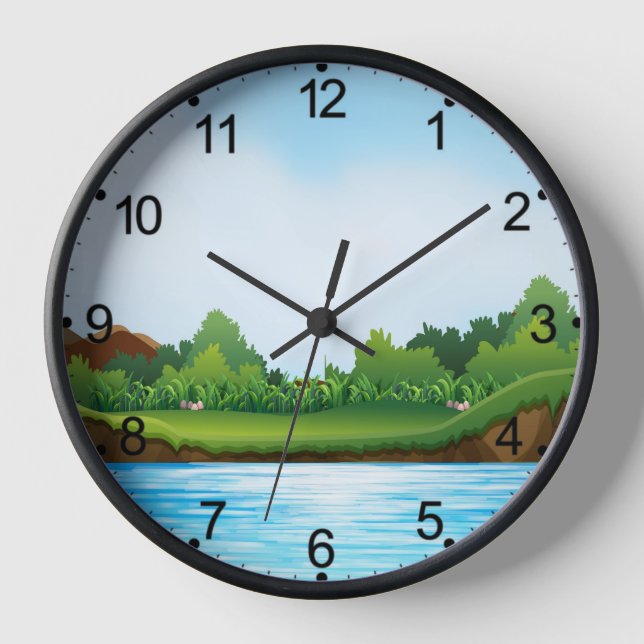 Nature Scenery with River Tank-22805 Clock (Front)