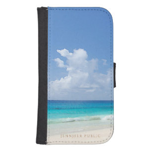 Nature Sea Waves Elegant Watercolor Sky Template Samsung S4 Wallet Case