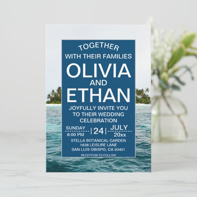 nature seaside island Wedding Invitation (Standing Front)