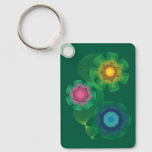 Nature Shapes and Lines Patterns Key Ring