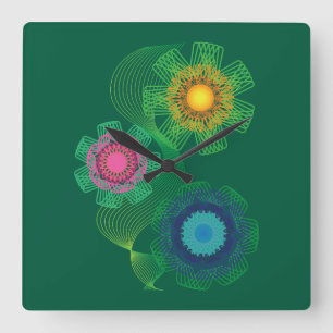 Nature Shapes and Lines Patterns  Square Wall Clock
