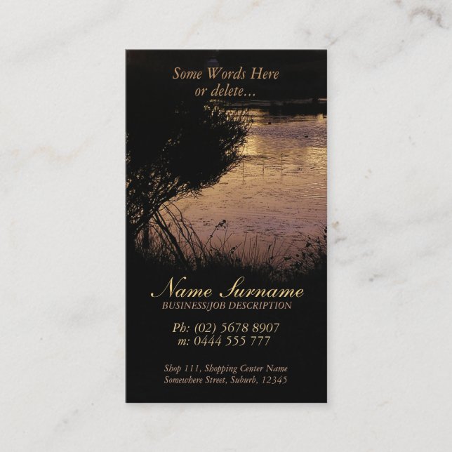 Nature Silhouette Bridge Pond Business Card (Front)