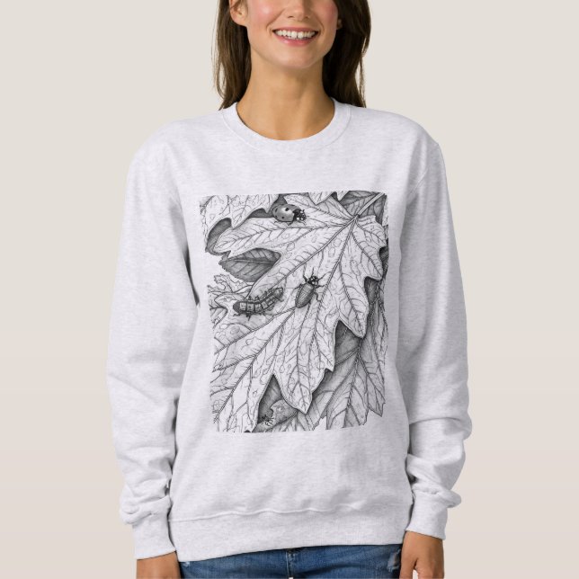 Nature Sketch: Garden Leaves and Insects Hoodie (Front)