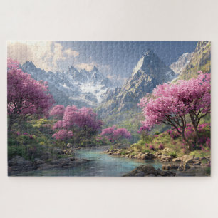Nature Spring Mountains Colourful Blooming Flowers Jigsaw Puzzle