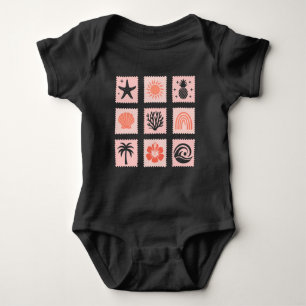 Nature stamp collage baby bodysuit