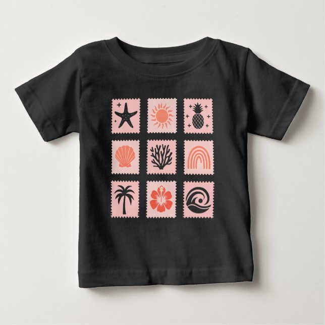 Nature stamp collage baby T-Shirt (Front)