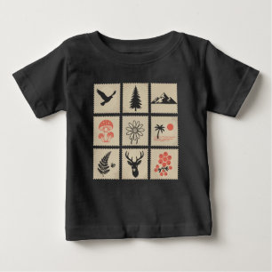 Nature stamp collage baby T-Shirt