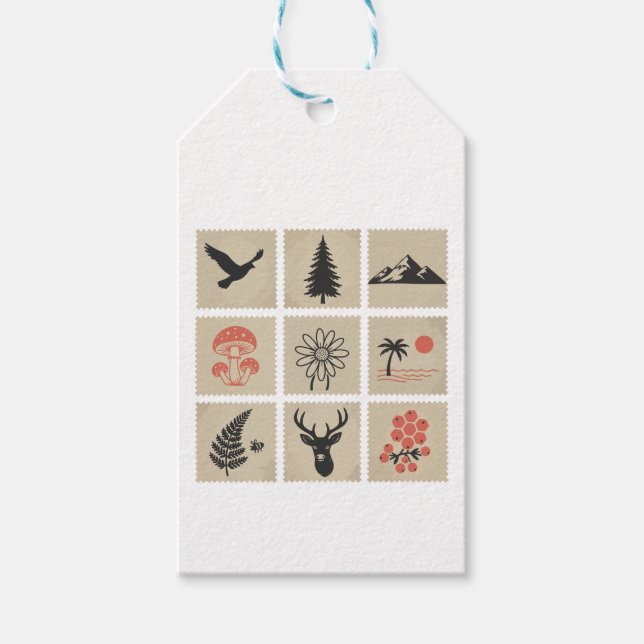 Nature stamp collage gift tags (Front)