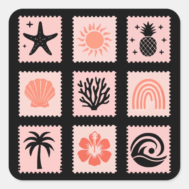 Nature stamp collage square sticker (Front)