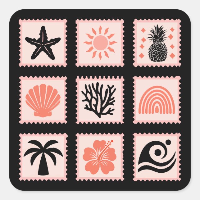 Nature stamp collage square sticker (Front)