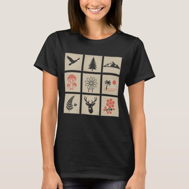 Nature stamp collage T-Shirt (Front)