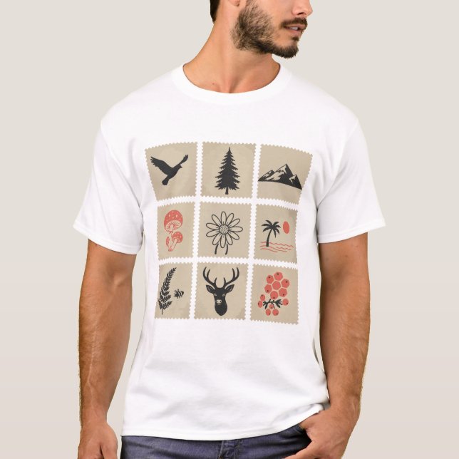 Nature stamp collage T-Shirt (Front)