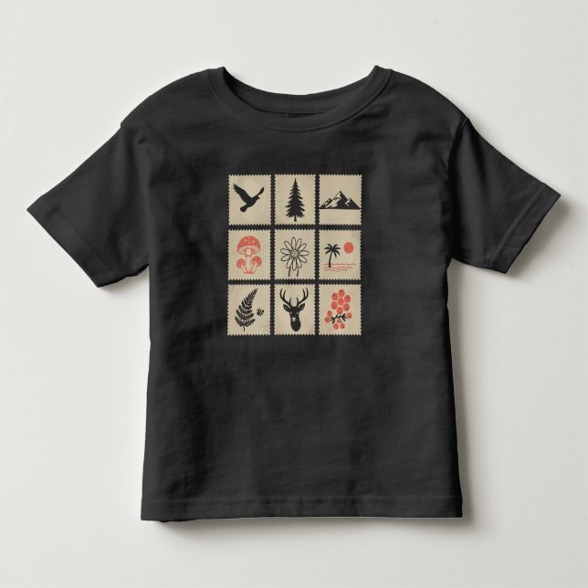 Nature stamp collage toddler T-Shirt (Front)