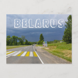 Nature Stormy Landscape Scenery Road Belarus Postcard