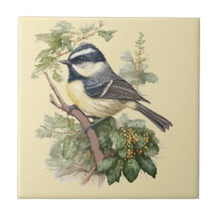 Nature Style Coal Tit Ceramic Tile