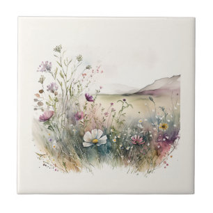 Nature Style Field Flowers Ceramic Tile