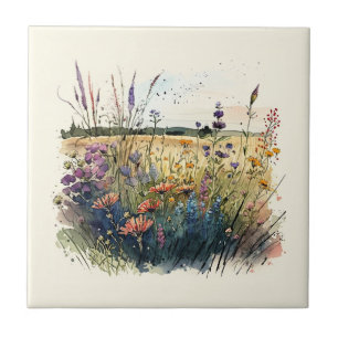 Nature Style Field Flowers Ceramic Tile
