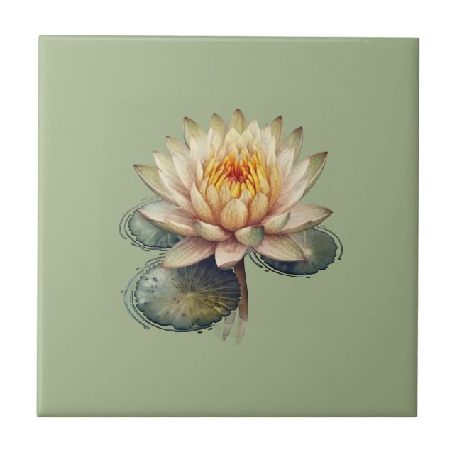 Nature Style Water Lily Ceramic Tile (Front)