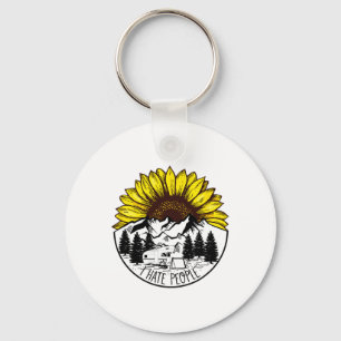 Nature Sunflower Camping Funny Outdoors I Hate Peo Key Ring