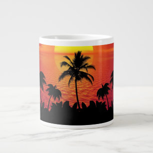 Nature Sunset Palm Trees illustration Large Coffee Mug